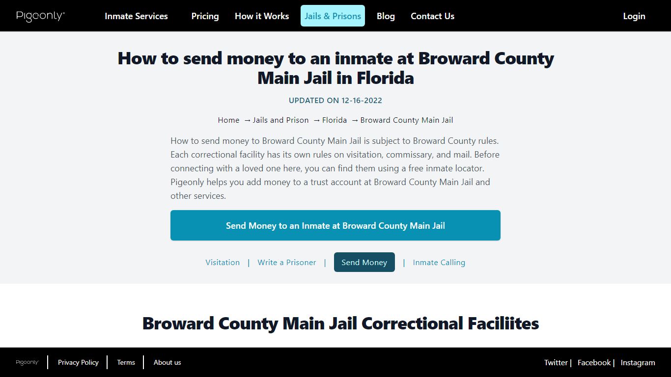 Broward County Main Jail Commissary | Florida - Pigeonly